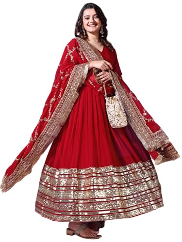 Fashion Basket Georgette Maroon Anarkali Gown For Women