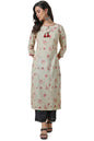 Soch Womens Beige Pure Linen Boat Neck Kurta with Tassels