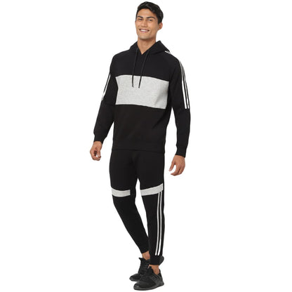 Bewakoof Mens Color Block Regular Fit Full Sleeve Fleece Hoodies Black,White