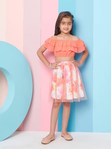 Pspeaches Pure Cotton Western Skirt Set Orange