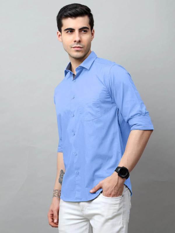 Tee Projekt Cotton Shirt for Men ll Front Pocket Shirt ll Stylish Long Sleeve Shirt ll Soild Regular Fit (Pack of 2)