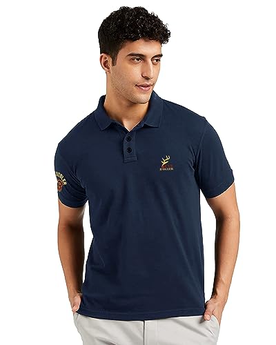 Eyebogler Regular Fit Mens Polo Neck Half Sleeve Soild Casual Tshirt Navy Blue