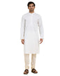 Fabindia Men's White Cotton Woven Slim Fit Long Kurta