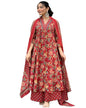 GoSriKi Womens Rayon Blend Anarkali Printed Kurta with Palazzo & Dupatta (CIA RED-GS_M_Red_Medium)