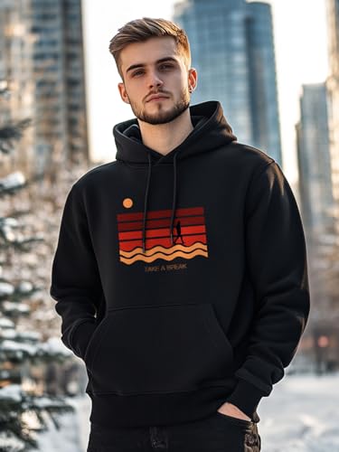 Nobero MenS Cotton Blend Neck Hooded Regular Fit Sweatshirt (1M-Twho-C0530_Black (Small)