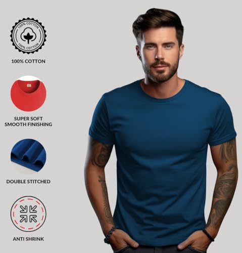 ADRO T Shirts Pack of 2 Mens Tshirts Cotton T Shirts for Men Tshirt T-Shirts Combo T Shirts Tshirts for Men Plain Solid Tshirts