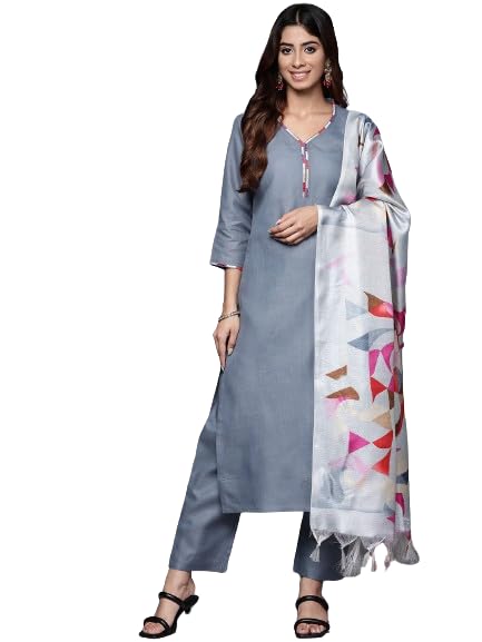 Varanga Womens Cotton Kurta Kurta Bottom Set Dupatta Set
