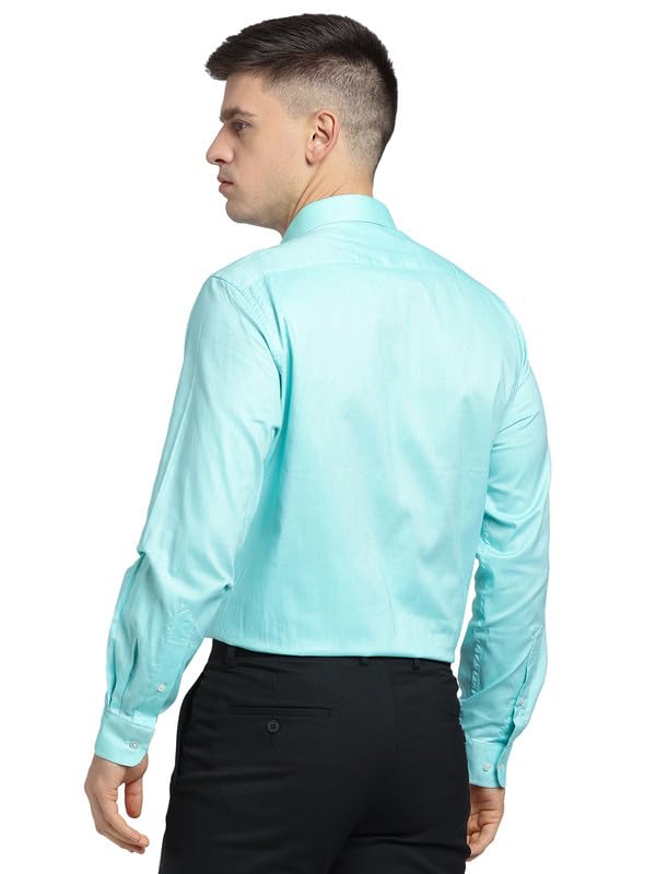 Turtle Men Cotton Solid Slim Fit Formal Shirts Green