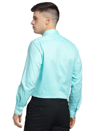Turtle Men Cotton Solid Slim Fit Formal Shirts Green