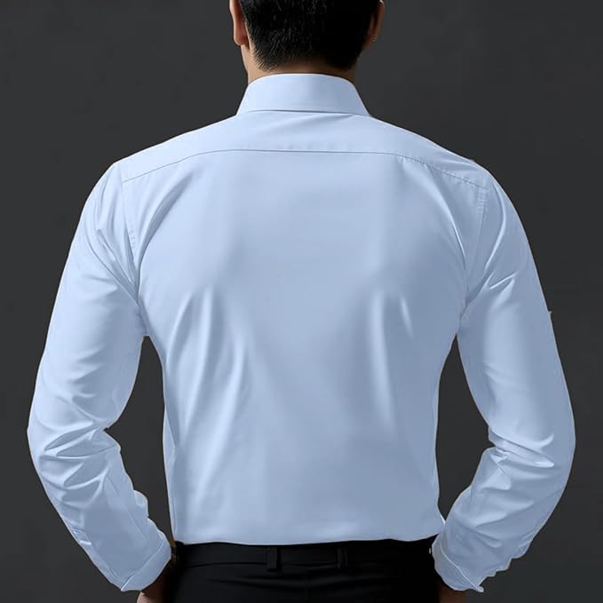Funky Rich MenS Poly Satin Silk Solid Pattern Regular Fit Shirt With Long Sleeve Collared Neck Standard Length And Classic Styl