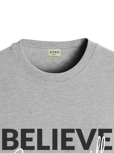 ADRO Men's Solid Regular Fit T-Shirt (RN24-INV-GR_Grey