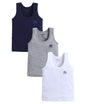 BUMZEE Boys Cotton Regular Fit Sleeveless Round Neck Pack of 3 Vest White & Grey - 2-3 Years (Peb11394F-wht)