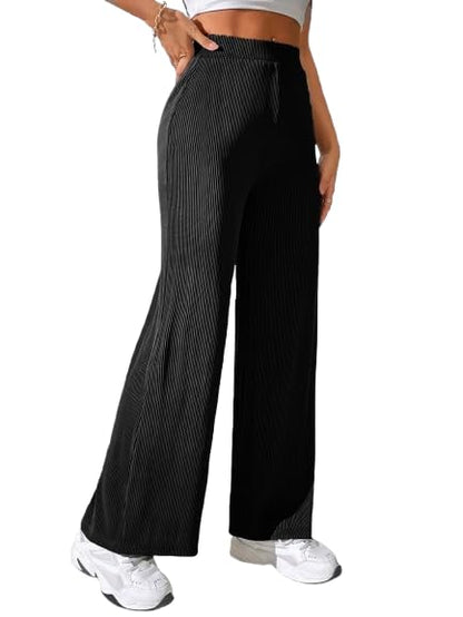 Pinkmint Women Fancy Trouser l Loose Fit Trouser Pants l High-Waisted Korean Trousers l Formal, Casual, Daily Use (Pack of 1) Bl
