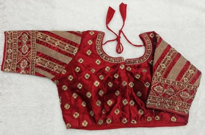Pujia Mills WomenS Indian Ethnic Wear Stitched Designer Golden Codding With Zari Embroidered Work Round Neck Half Sleeve Readym