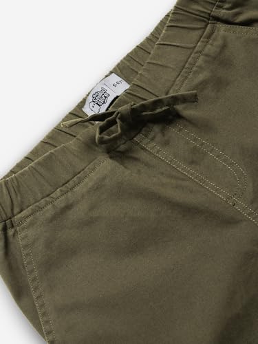 The Souled Store Solids: Olive Green Boys Drawstringed Cotton Cargo Joggers