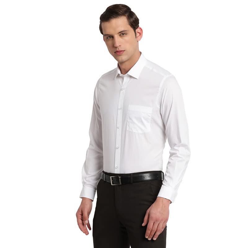 Turtle Men 100% Cotton White Plain Slim Fit Full Sleeve Formal Shirt