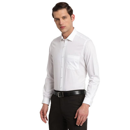 Turtle Men 100% Cotton White Plain Slim Fit Full Sleeve Formal Shirt