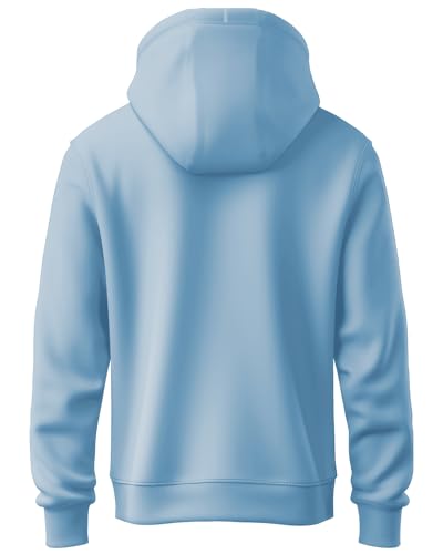 ADRO Men's Cotton Neck Hooded Sweatshirt (H22-M-PLN-SK_SkyBlue)