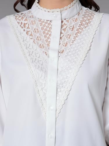 Style Quotient Women Solid White Polymoss Smart Casual Shirt