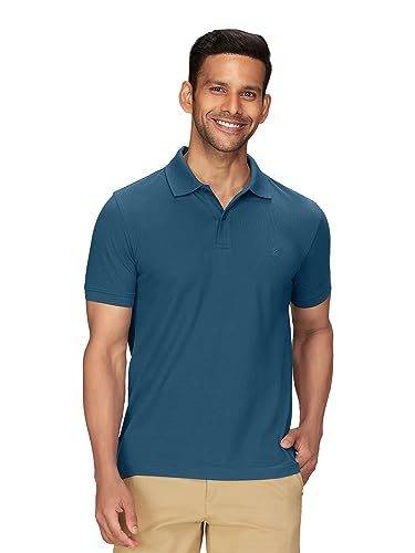 XYXX Mens Cotton Solid Regular Fit Shirt (XY_CR14_Polo Tshirt_1_Indian Blue