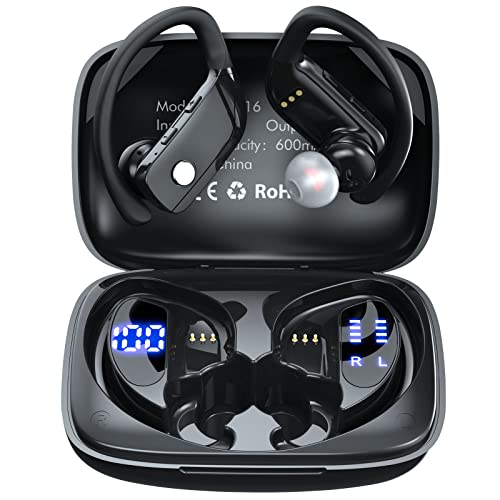 Caymuller Wireless Earbuds Bluetooth Headphones 48Hrs Play Back Sports Earphones With Led Display Built In Mic Deep Bass Stereo 