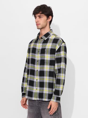 The Souled Store Plaid: Sulphura Men And Boys Long Sleeves Collared Neck Button Front Cotton Utility Shirts