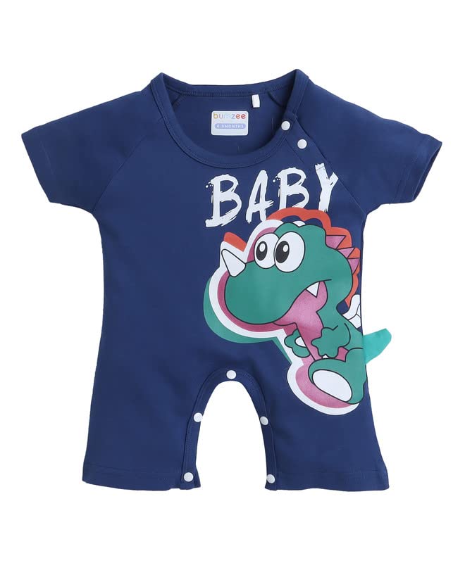 Bumzee Navy Boys Half Sleeves Thigh Length Romper Age - 9-12 Months