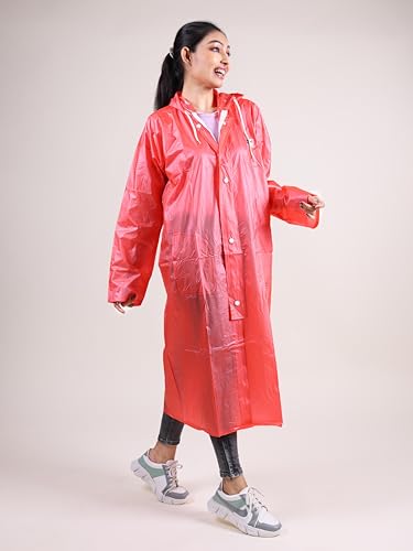 RUPA Rainsuit Women Waterproof PVC Raincoat with Hood & Carry Bag | Lightweight Rainwear for Women with Front Zip | Solid Color