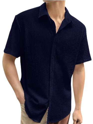 Pinkmint Popcorn Shirt for Men Soild Slim Fit Sleeve Spread Collar Trendy Men Shirt Summer Wear Goa Wear Mint Green