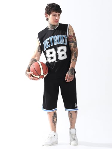 Hubberholme Men Printed Longline Oversized Mid-Rise Round Neck Sleeveless Co-Ord