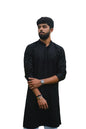 LookMark Present Mens Pure Rayon Chikankari Sequins Kurta||Mens Chikankari Black Coloured Kurta|| AZ-LM-OG-Kurta 11 Black-M