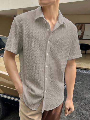 Greciilooks For Casual Stylish Polycotton Regular Formal Shirt Beige