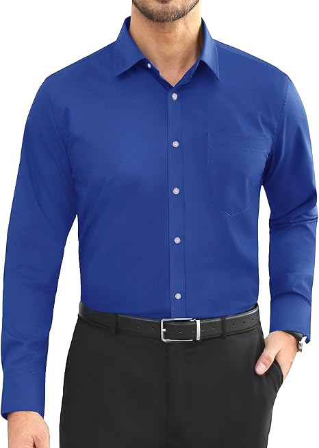 CB-COLEBROOK Mens Cotton Casual Classic Design Button Up Shirt with Chest Pocket, Male Clothes for Spring and Fall Business Occ