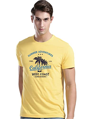 ADRO Summer Adventures California Mens Printed T-Shirt (RNR-M-CLL-LY_Light Yellow)