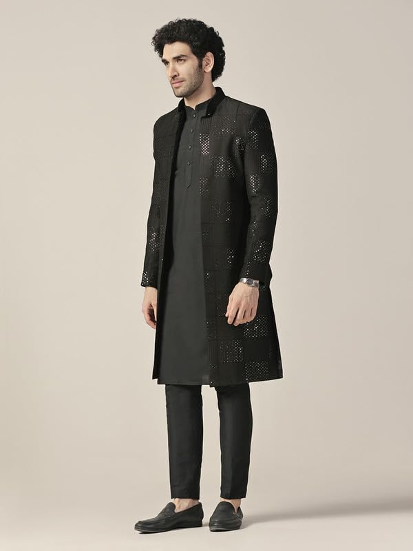 Kisah Sherwani Set For Men  Silk Blend Textured Indo Western Sherwani With Kurta And Trouser | Designer Ethnic Outfit For Weddin