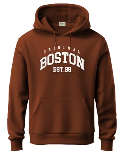 ADRO Men's Cotton Neck Hooded Sweatshirt (H24-BOST-BR-S_Brown)