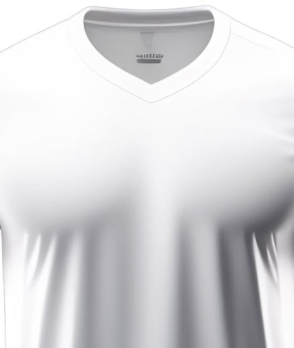 ADRO Mens V Neck T-Shirt|100% Combed Cotton T-Shirt|V-Neck Half Sleeve T-Shirt|VN24-M-PLN-WH