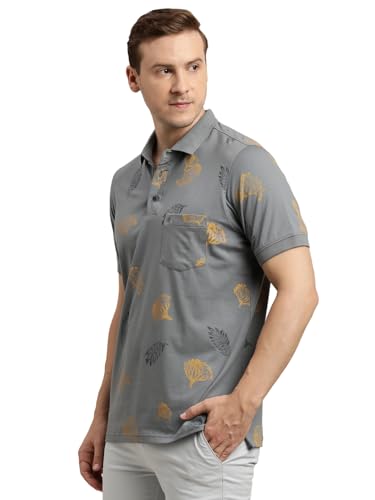 Turtle Men Knitted Slim Fit Grey Polo T-Shirt