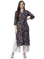 PATLANI Womens Crepe Full Stitched Kurti. Dark Blue