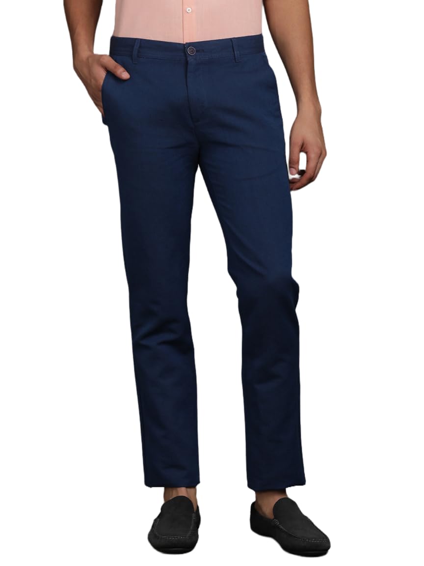 Turtle Men Pure Linen Ultra Slim Fit Solid Flat Front Casual Trouser || Pant || Mens Trouser Blue