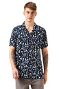 Dennis Lingo Men Navy Blue Rayon Half Sleeve Cuban Collar Aop Shirts_Dlmshmjj24001