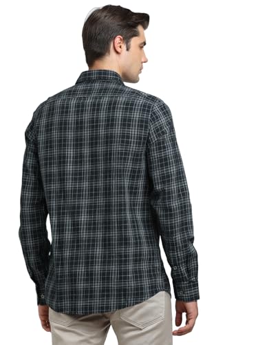 Turtle Men 100% Cotton Indigo Slim Fit Black Casual Shirt
