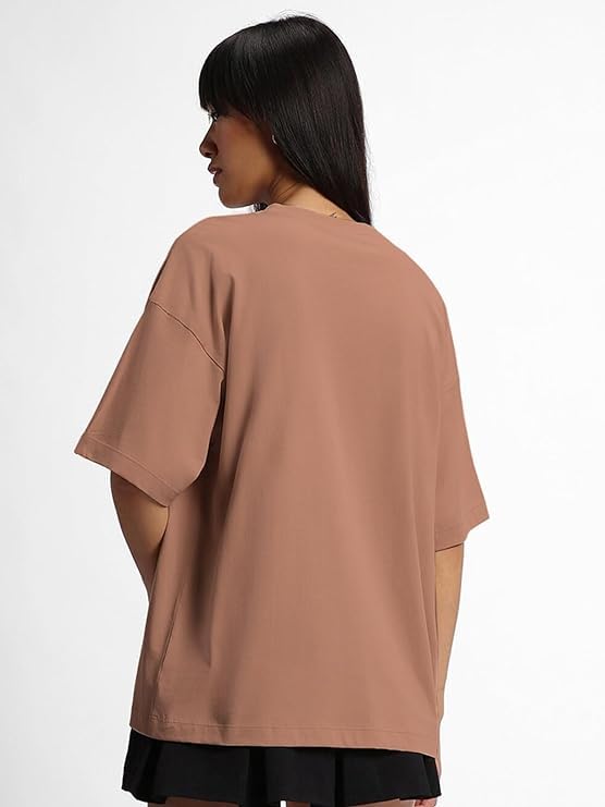 JUNEBERRY Pure Cotton Half Sleeve Printed Oversized Baggy t Shirt for Women | Loose Graphic t Shirts for Women/Girls (GL_OS_BRKR