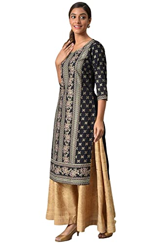 Aurelia Black Geometric Printed Printed Regular Kurta With Sequins