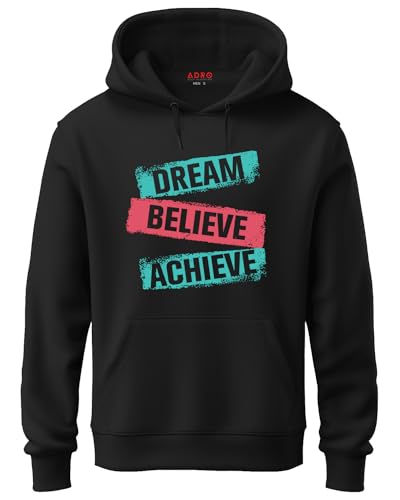 ADRO Men's Cotton Neck Hooded Sweatshirt (H21-M-DBA-BL_Black_XL)