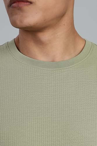 FYLTR Mens Solid Fit Oversized T-Shirt (FYLSS25MTS-303_Olive Pop