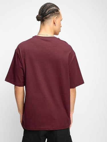 Bewakoof Mens Solid 100% Cotton T-Shirt- Loose Fit, Round Neck, Half Sleeves