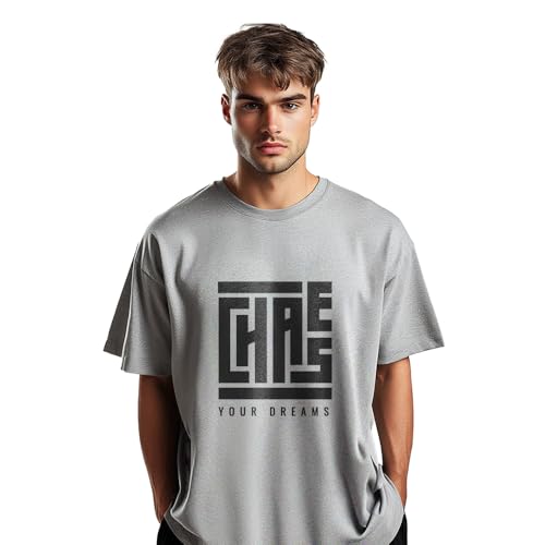 Nobero MenS Solid Oversized Fit T-Shirt (1M-Twrt-C0589_Grey Melange