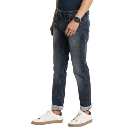 Turtle Men Dark Grey Narrow Fit Solid Jeans
