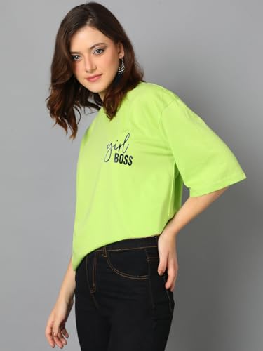 KOTTY Womens Cotton Blend Printed Oversized T-Shirts